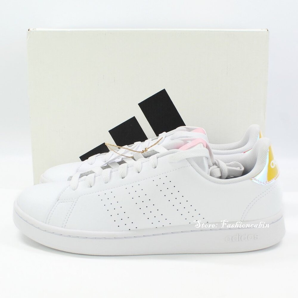 New Adidas Advantage Trainer Sneaker, US 8.5, White, Comfy for Daily & Sports